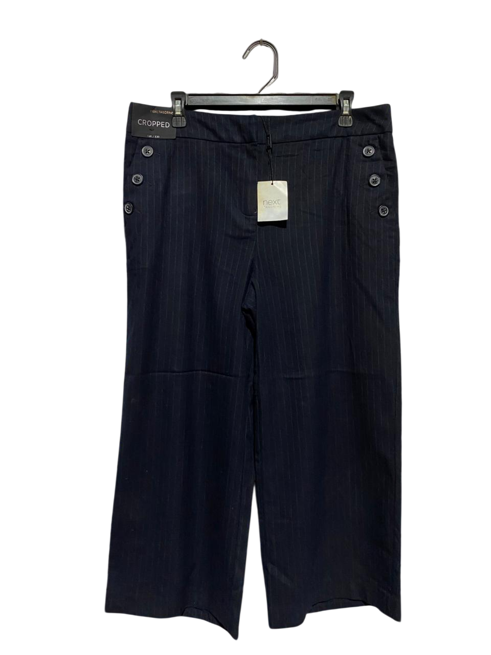 NEXT |XXL| WAIST 35| B24| PREMIUM NAVY PINSTRIPE CROPPED TROUSERS