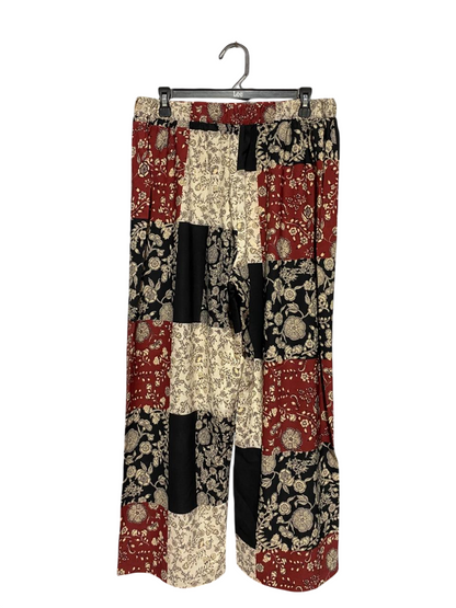SPG WOMAN |XL| WAIST 32| B24| PREMIUM VINTAGE PATCHWORK FLORAL TROUSERS - BOHEMIAN WIDE-LEG RELAXED PANTS