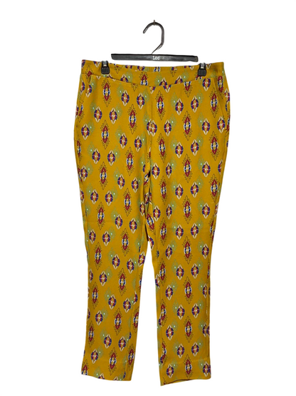 SILVIAN HEACH |XL| WAIST 32| B24| VIBRANT MUSTARD YELLOW GEOMETRIC PRINT TROUSERS - PREMIUM BOHEMIAN CHIC PANTS
