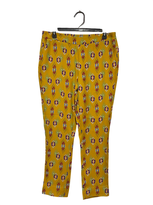 SILVIAN HEACH |XL| WAIST 32| B24| VIBRANT MUSTARD YELLOW GEOMETRIC PRINT TROUSERS - PREMIUM BOHEMIAN CHIC PANTS