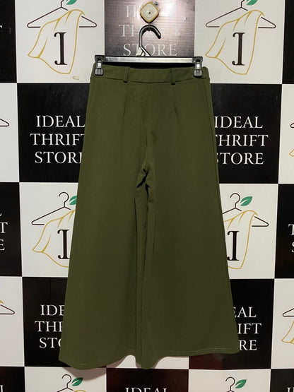 NEW LOOK |S| WAIST 25| B24| PREMIUM OLIVE GREEN WIDE-LEG PALAZZO TROUSERS