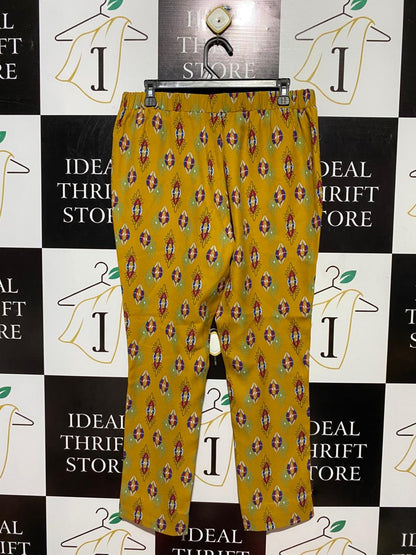 SILVIAN HEACH |XL| WAIST 32| B24| VIBRANT MUSTARD YELLOW GEOMETRIC PRINT TROUSERS - PREMIUM BOHEMIAN CHIC PANTS