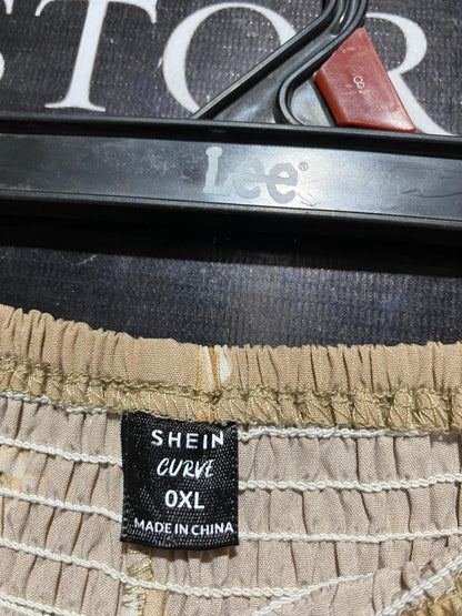 SHEIN CURVE |XS| WAIST 24| B24| PREMIUM BEIGE FLORAL WIDE-LEG TROUSERS - RELAXED BOHO CHIC LOUNGE PANTS