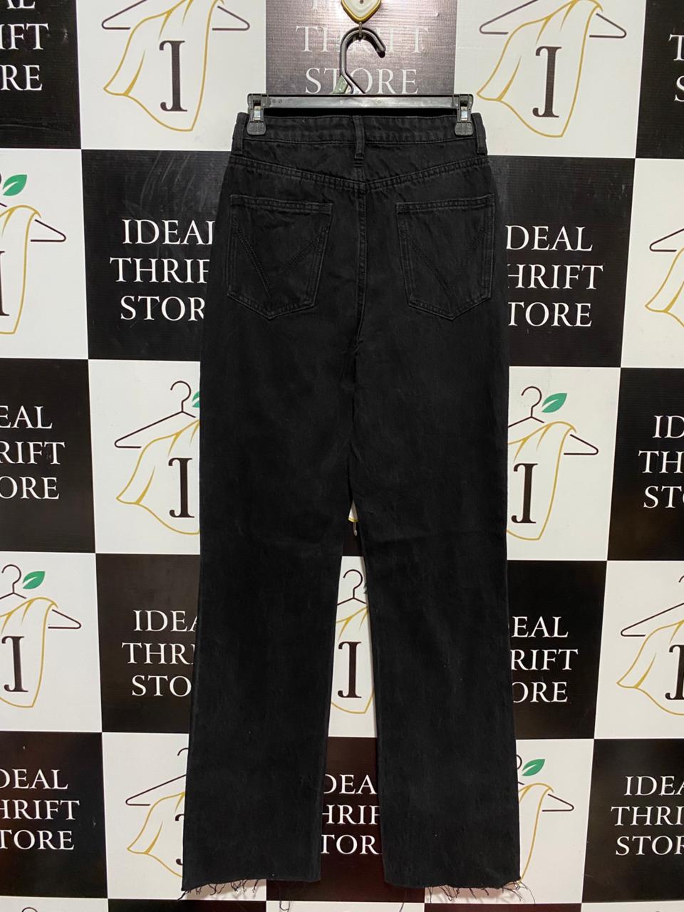 DAZIE |S| WAIST 26| B24| PREMIUM BLACK DISTRESSED DENIM JEANS - HIGH-RISE STRAIGHT-LEG APPAREL