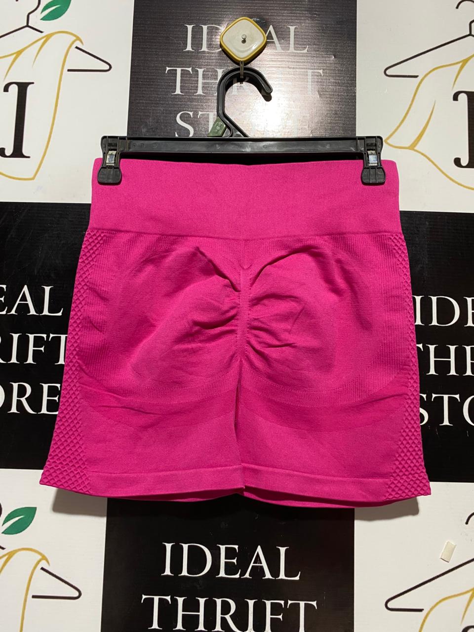 |M| WAIST 24| B24| PREMIUM HIGH-WAISTED VIBRANT PINK SEAMLESS ACTIVEWEAR SHORTS