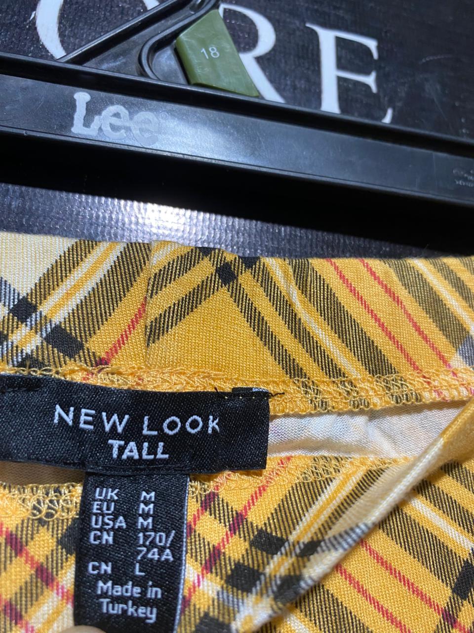 NEW LOOK |L| WAIST 30| B23| PREMIUM MUSTARD YELLOW CHECKERED WIDE-LEG LOUNGE PANTS