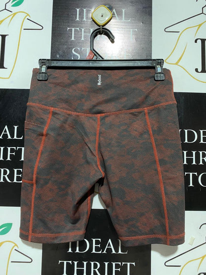 LILYBOD |M| WAIST 26| B23| PREMIUM HIGH-WAISTED RUST CAMO PERFORMANCE BIKER SHORTS