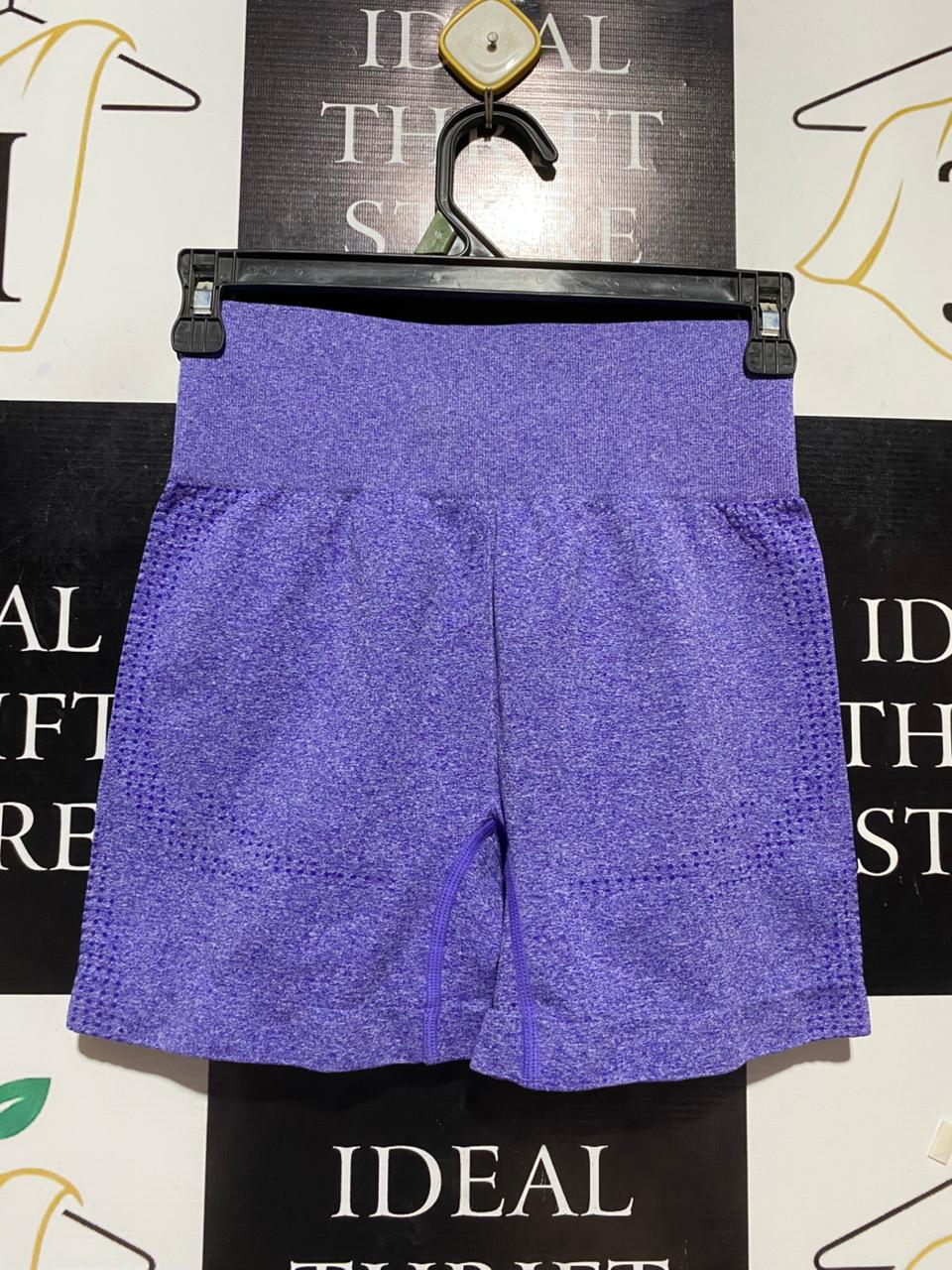 |M| WAIST 24| B23| PREMIUM HIGH-WAISTED SEAMLESS PURPLE MARL ACTIVEWEAR SHORTS