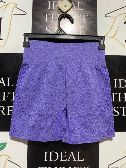 |M| WAIST 24| B23| PREMIUM HIGH-WAISTED SEAMLESS PURPLE MARL ACTIVEWEAR SHORTS