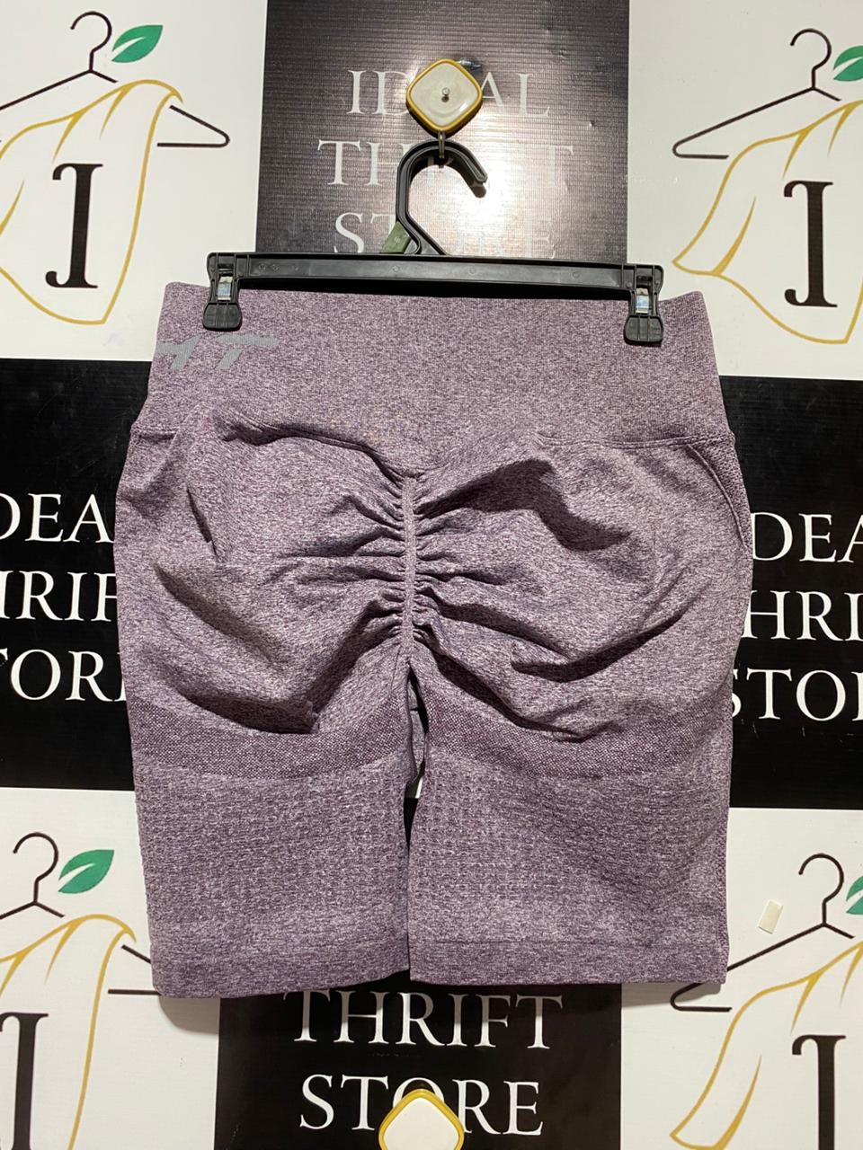 EHT |L| WAIST 29| B23| PREMIUM HIGH-WAISTED MAUVE MARL SEAMLESS BIKER SHORTS