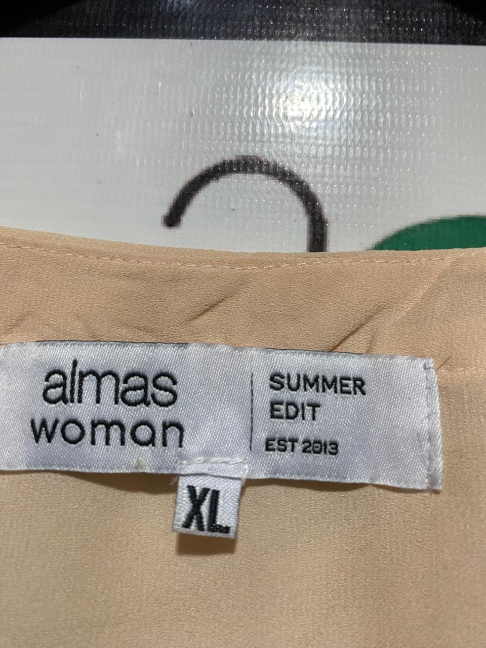 ALMAS WOMAN |XL| WAIST 21| B23| SUMMER EDIT ELEGANT PEACH CHIFFON BLOUSE
