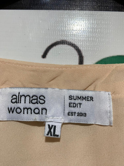 ALMAS WOMAN |XL| WAIST 21| B23| SUMMER EDIT ELEGANT PEACH CHIFFON BLOUSE