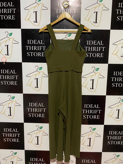 NEW LOOK |S| BUST 15| B23| ELEGANT OLIVE GREEN BELTED JUMPSUIT - PREMIUM BRANDED APPAREL