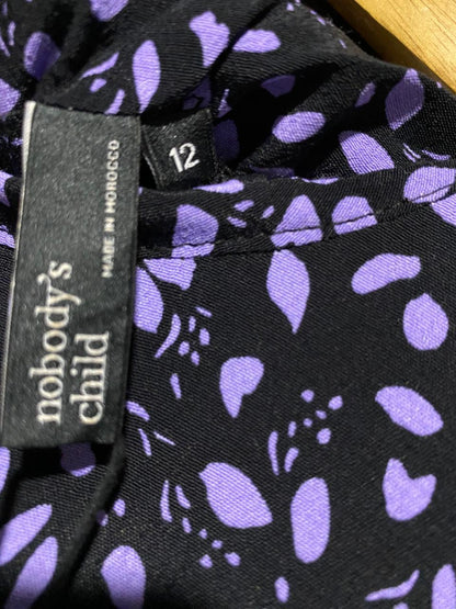 NOBODYS CHILD |M| BUST 18| B23| PURPLE FLORAL MIDI DRESS
