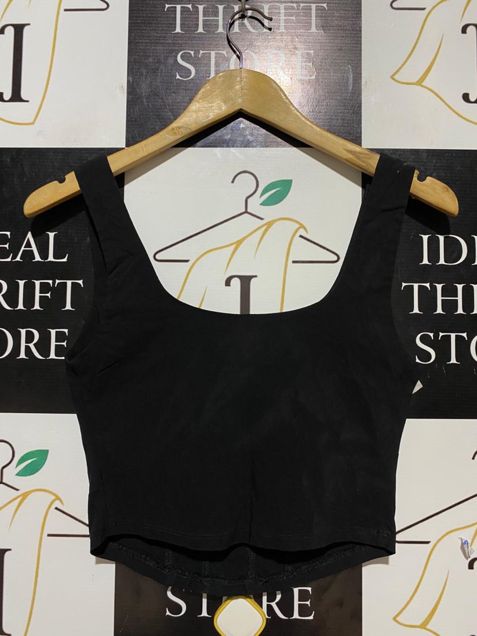 PRIMARK |M| BUST 15| B23| CHIC BLACK CORSET-STYLE CROP TANK TOP - VERSATILE FITTED BODICE BUSTIER