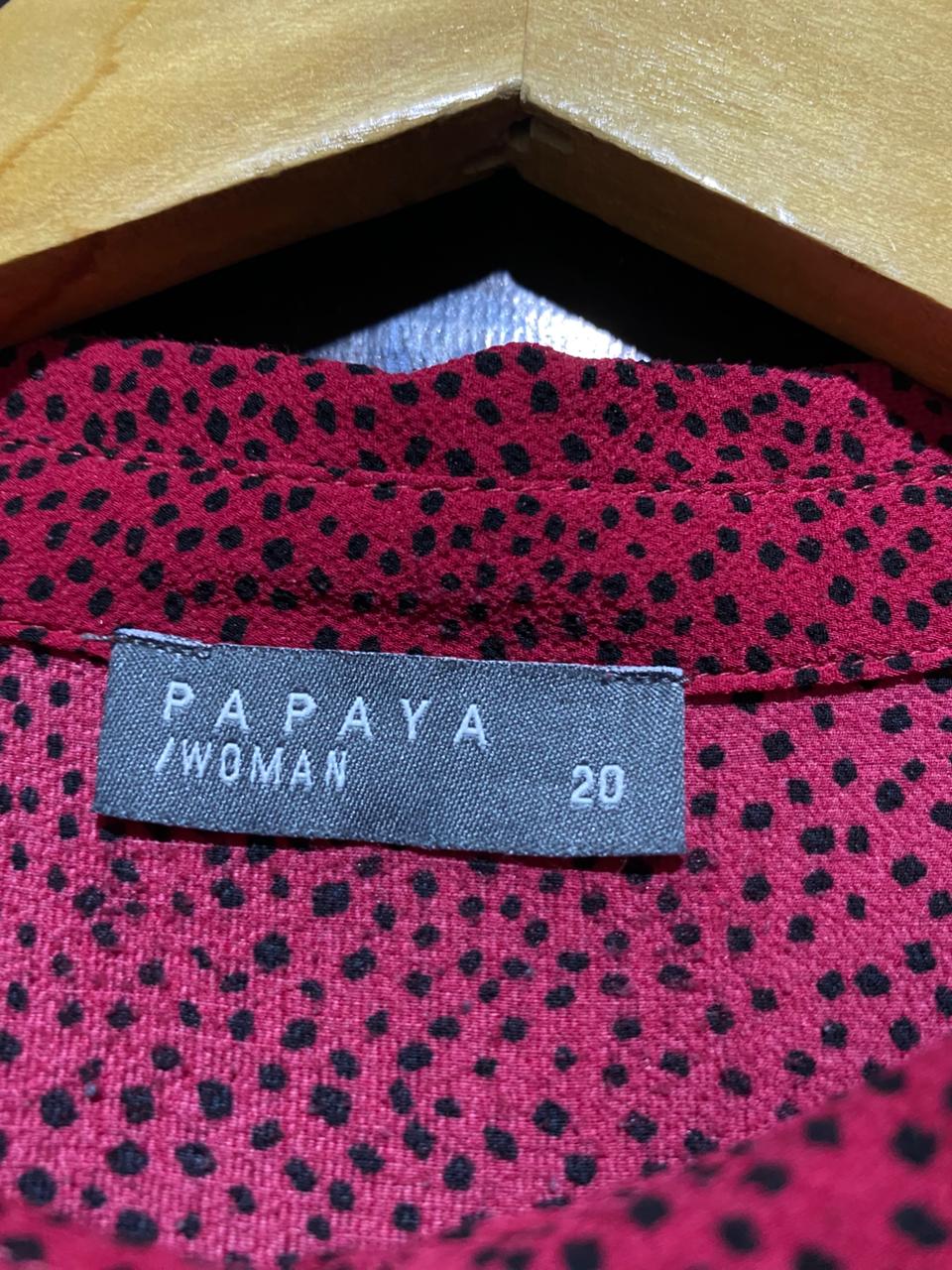 PAPAYA |XL| BUST 24| B23| WOMEN'S VINTAGE RED POLKA DOT SHIFT DRESS - PETER PAN COLLAR LONG SLEEVE MINI