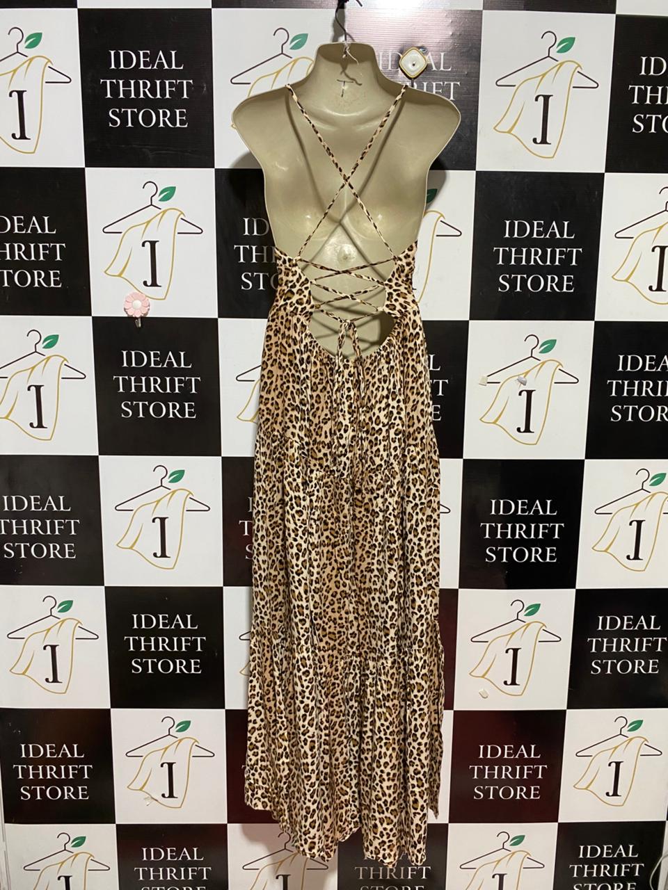 SEVEN WONDERS |M| BUST 15| B23| STUNNING LEOPARD PRINT TIERED MAXI DRESS - BOHEMIAN SUMMER CAMI GOWN