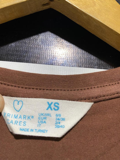 PRIMARK CARES |XS| BUST 14| B23| PREMIUM CHOCOLATE BROWN SHORT SLEEVE BODYSUIT