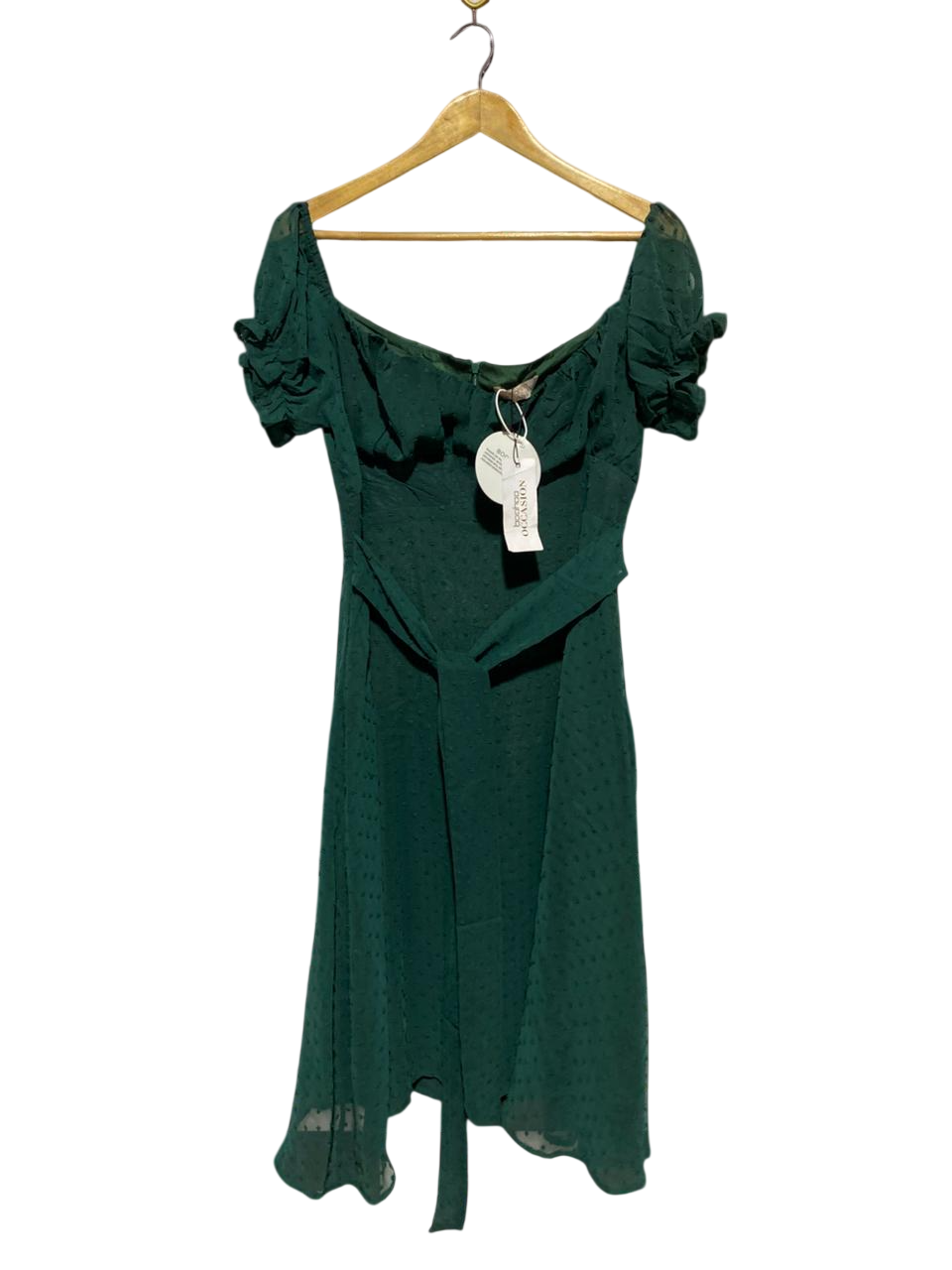 BOOHOO |M| BUST 18| B24| OCCASION EMERALD SWISS DOT MIDI DRESS