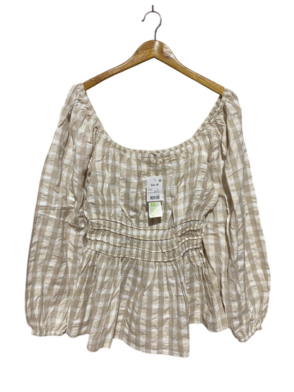 ANKO |M| BUST 18| B24| PREMIUM GINGHAM CHECK SMOCKED PEPLUM BLOUSE