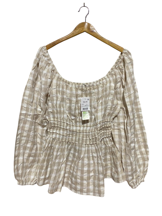 ANKO |M| BUST 18| B24| PREMIUM GINGHAM CHECK SMOCKED PEPLUM BLOUSE