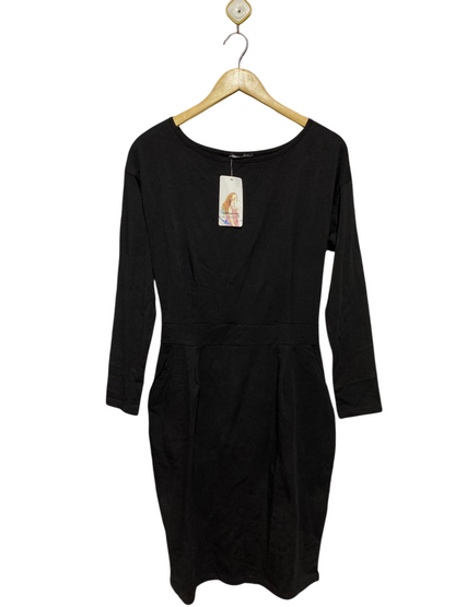 PRETTY GARDEN |L| BUST 20| B24| PREMIUM ESSENTIAL BLACK LONG SLEEVE BODYCON MIDI DRESS