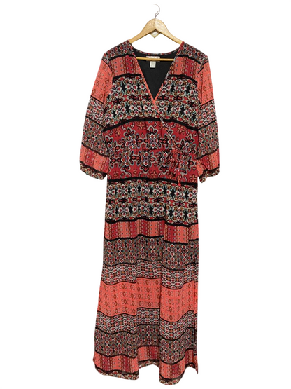 BAND OF GYPSIES |L| BUST 20| B24| PREMIUM BOHO GEOMETRIC PRINT WRAP MAXI DRESS