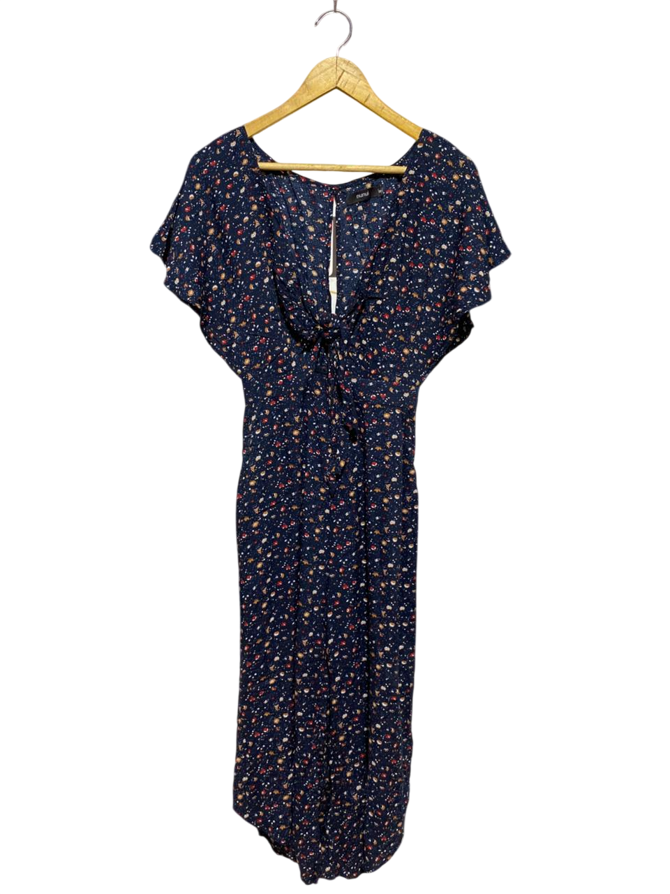 NUNUI |M| BUST FREE| B24| PREMIUM NAVY POLKA DOT TIE-FRONT MIDI JUMPSUIT