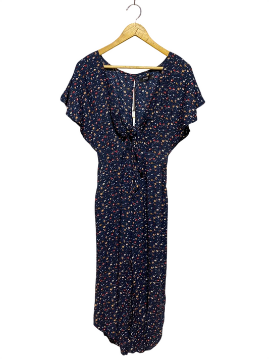 NUNUI |M| BUST FREE| B24| PREMIUM NAVY POLKA DOT TIE-FRONT MIDI JUMPSUIT