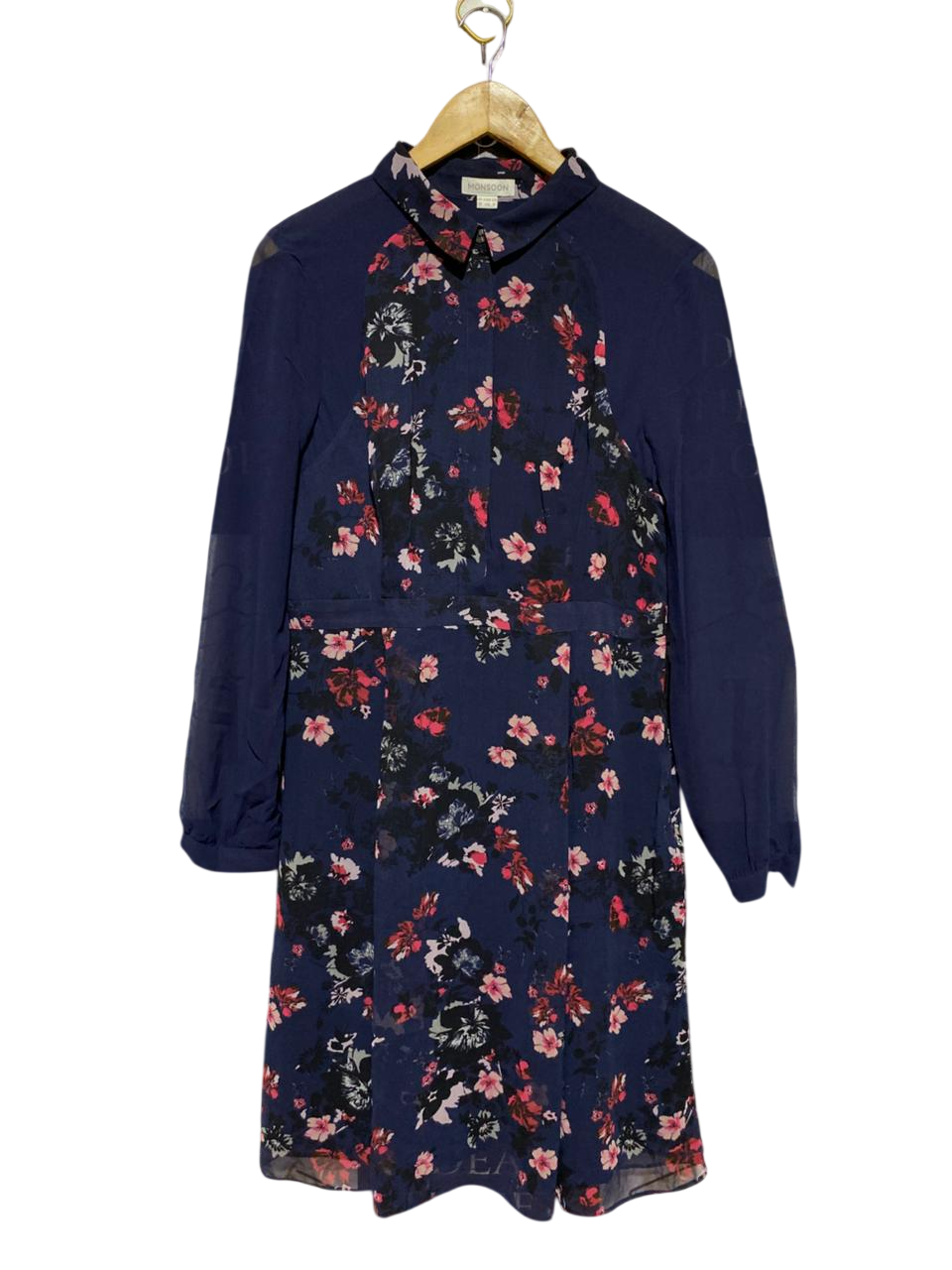MONSOON |M| BUST 18| B24| PREMIUM MONSOON NAVY FLORAL BUTTON-DOWN MINI DRESS