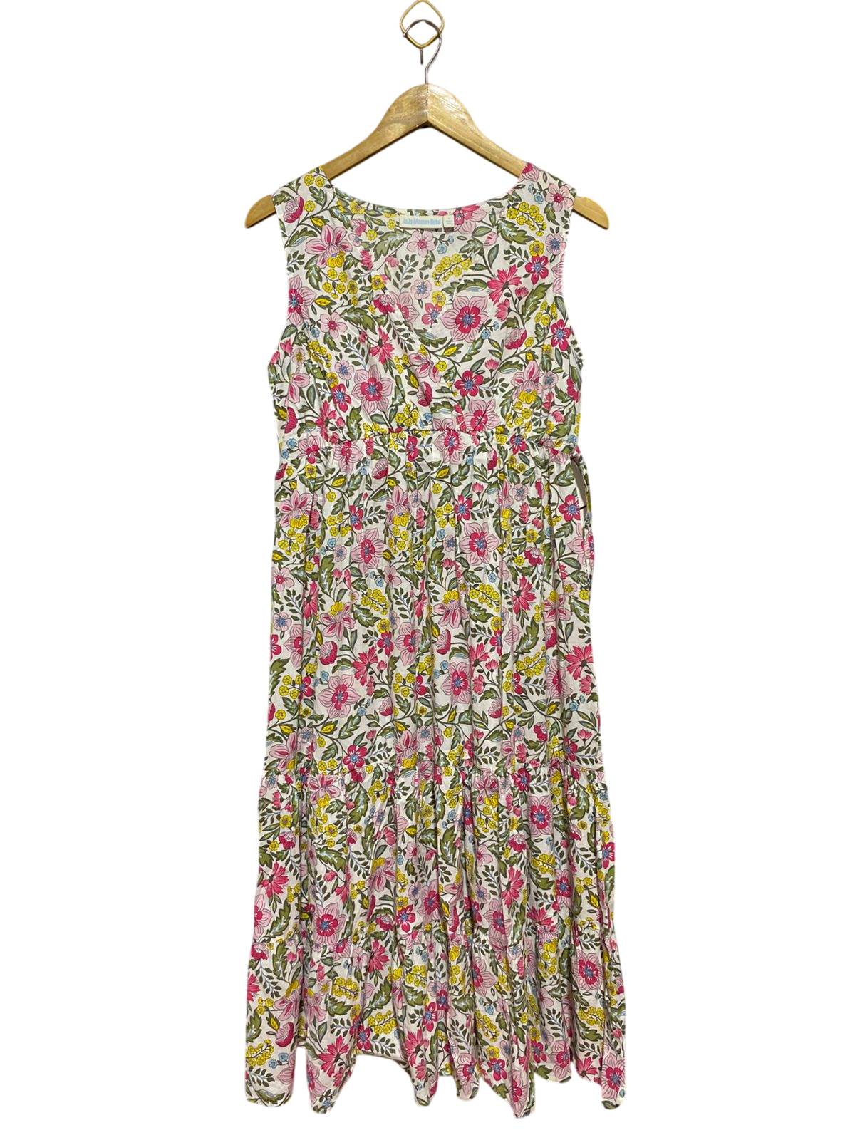 JOJO MAMAN BEBE |M| BUST 18| B24| VIBRANT FLORAL TIERED BOHEMIAN MAXI DRESS