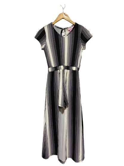 KISS GIRLS |S| BUST 15| B24| PREMIUM MONOCHROME VERTICAL STRIPED MAXI JUMPSUIT DRESS