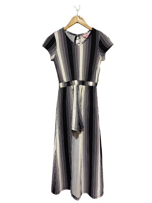 KISS GIRLS |S| BUST 15| B24| PREMIUM MONOCHROME VERTICAL STRIPED MAXI JUMPSUIT DRESS