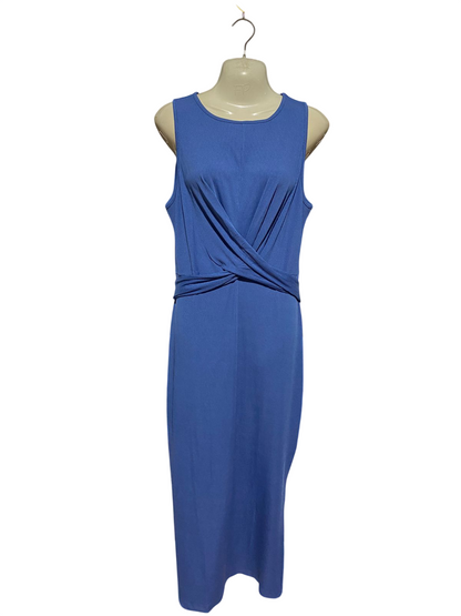 |M| BUST 17| B24| PREMIUM CORNFLOWER BLUE KNOT-FRONT MIDI DRESS