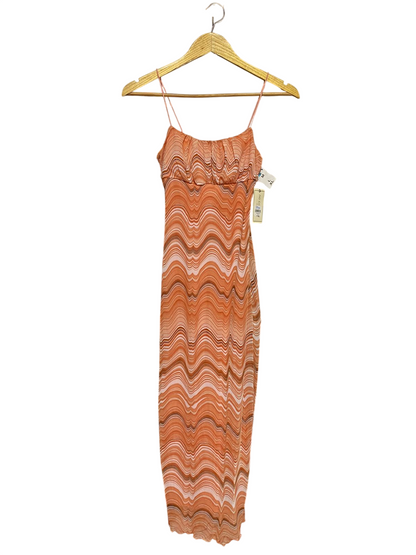 NY LA |XS| BUST 12| B24| PREMIUM RETRO WAVE PRINT MAXI DRESS