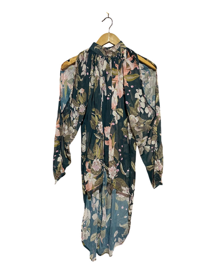 WHITE CLOSET |M| BUST FREE| B24| PREMIUM FLORAL COLD-SHOULDER HIGH-LOW TOP