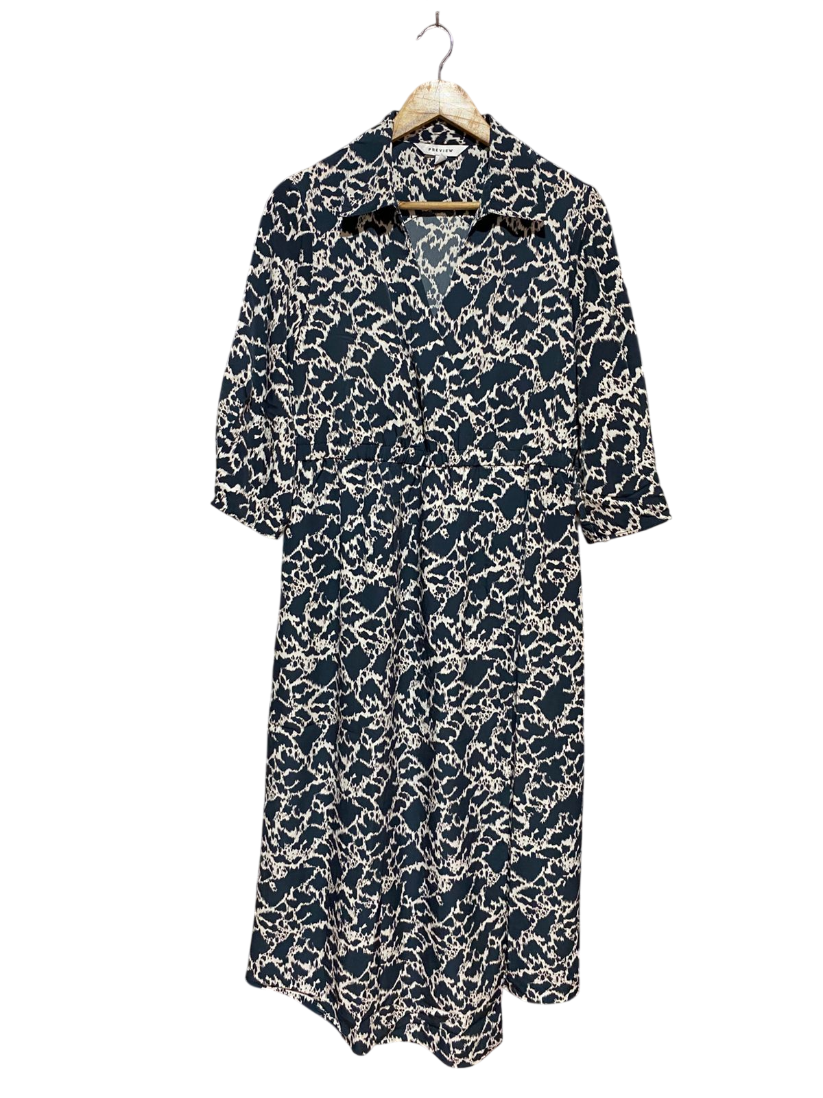 PREVIEW |M| BUST 18| B24| PREMIUM ABSTRACT PRINT COLLARED MIDI DRESS