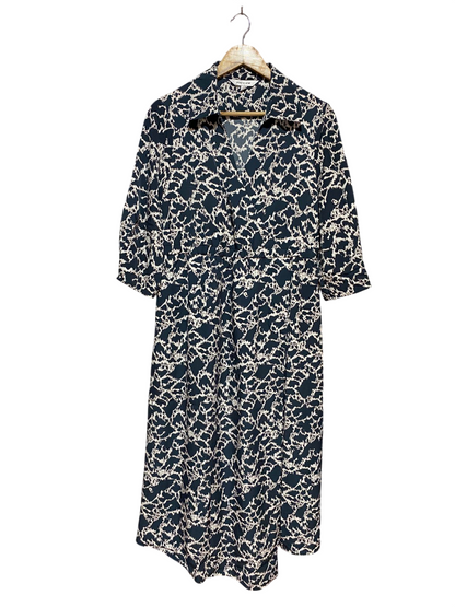 PREVIEW |M| BUST 18| B24| PREMIUM ABSTRACT PRINT COLLARED MIDI DRESS