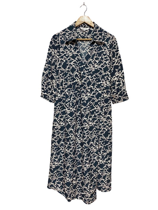 PREVIEW |M| BUST 18| B24| PREMIUM ABSTRACT PRINT COLLARED MIDI DRESS