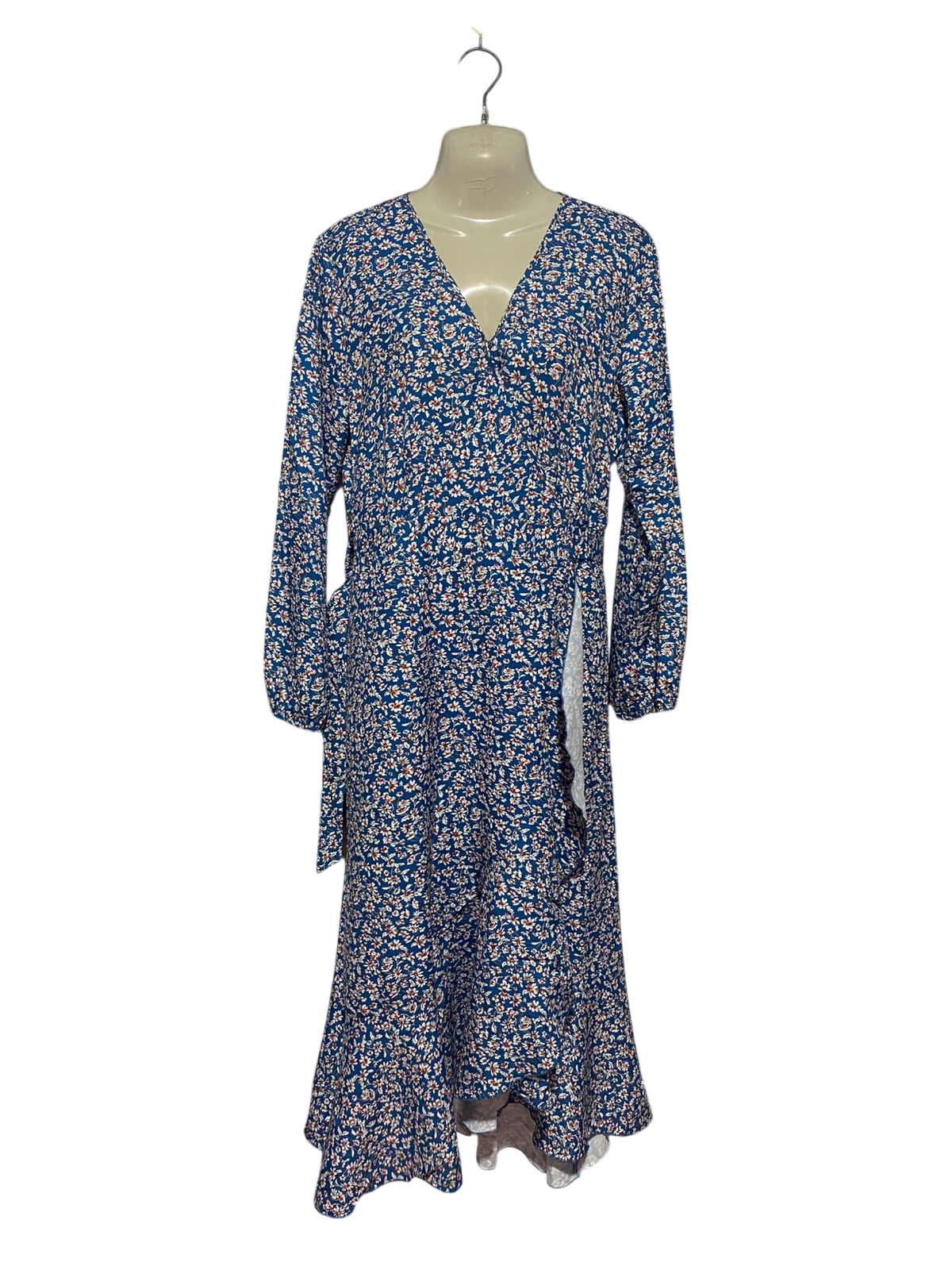 |L| BUST 19| B24| PREMIUM FLORAL PRINT WRAP STYLE MIDI DRESS