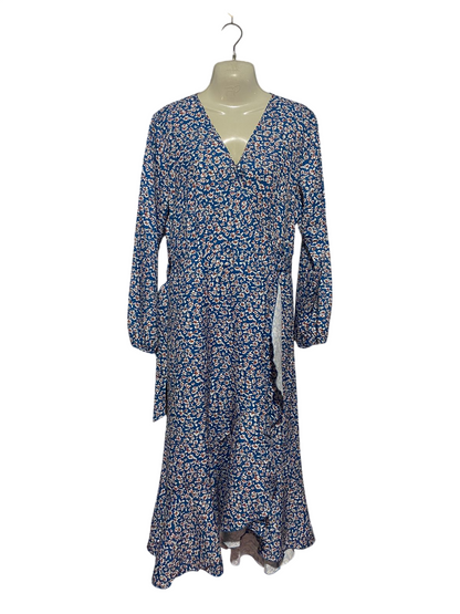 |L| BUST 19| B24| PREMIUM FLORAL PRINT WRAP STYLE MIDI DRESS