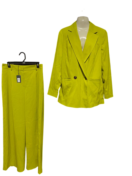 PRIMARK |L| B25| WOMEN'S PREMIUM CHARTREUSE LIME TWO-PIECE OVERSIZED BLAZER AND TROUSER SUIT SET