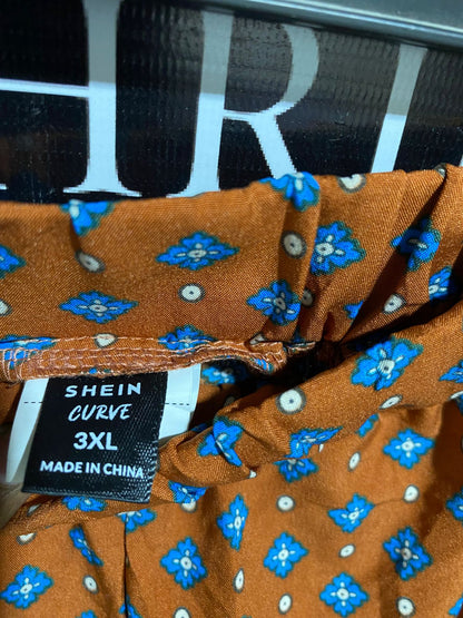 SHEIN CURVE |XXL| B25| WOMEN'S RUST GEOMETRIC PRINT TWO-PIECE MODEST COORDINATED SET