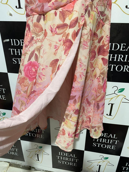 SHOWPO |M| BUST 18| B25| WOMEN'S VINTAGE FLORAL PRINT PUFF-SLEEVE V-NECK MIDI DRESS