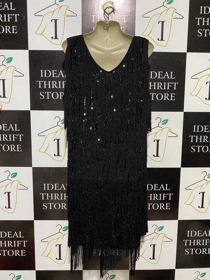 CAROLINE MORGON |L| BUST 20| B25| WOMEN'S CHIC BLACK AND WHITE TEXTURED GINGHAM CHECK MIDI DRESS