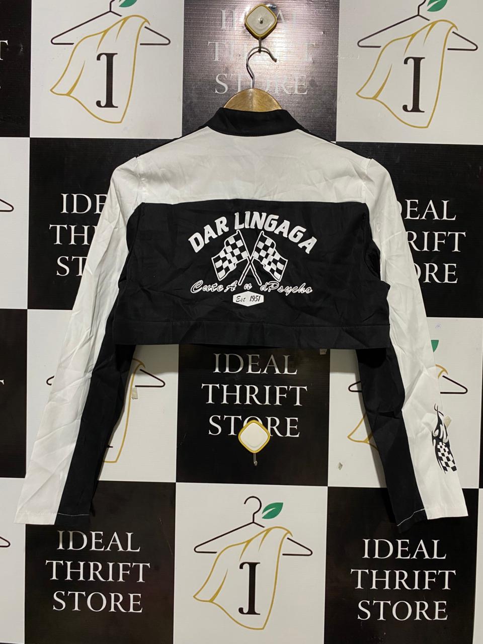 |L| BUST 18| B25| WOMEN'S WEEKEEP "CUTE AND PSYCHO" CROPPED RACING JACKET