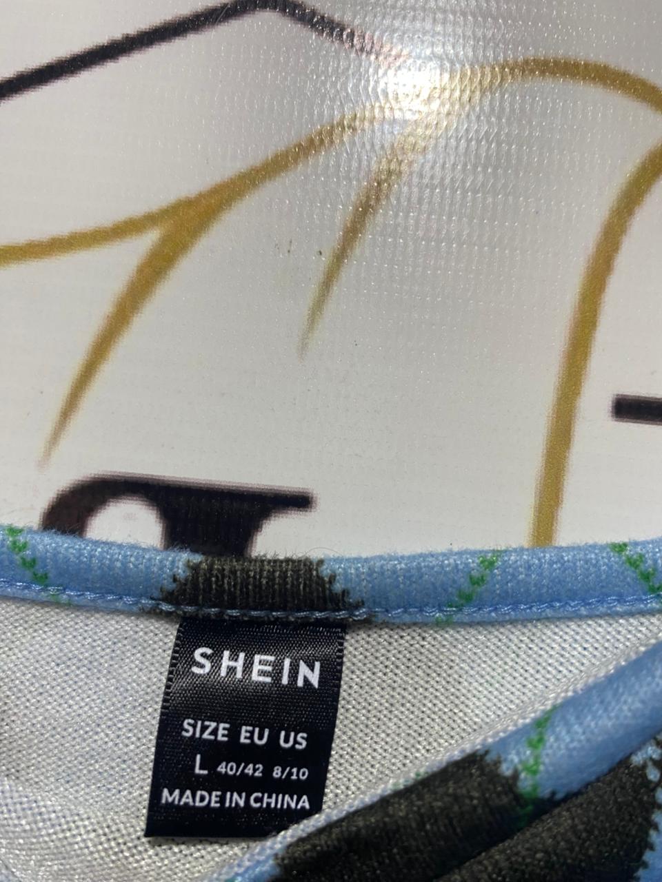 SHEIN |L| BUST 19| B24| CHIC BLUE & BLACK ARGYLE MIDI DRESS - MODERN ASYMMETRICAL SLIP DESIGN