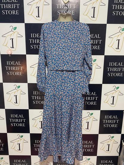 |L| BUST 19| B24| PREMIUM FLORAL PRINT WRAP STYLE MIDI DRESS