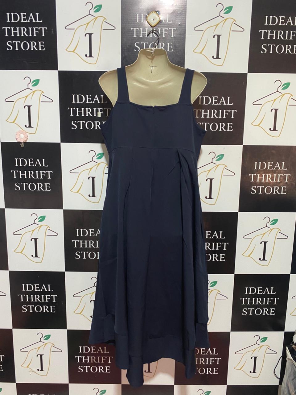 |L| BUST 18| B24| PREMIUM NAVY BLUE PLEATED A-LINE DRESS