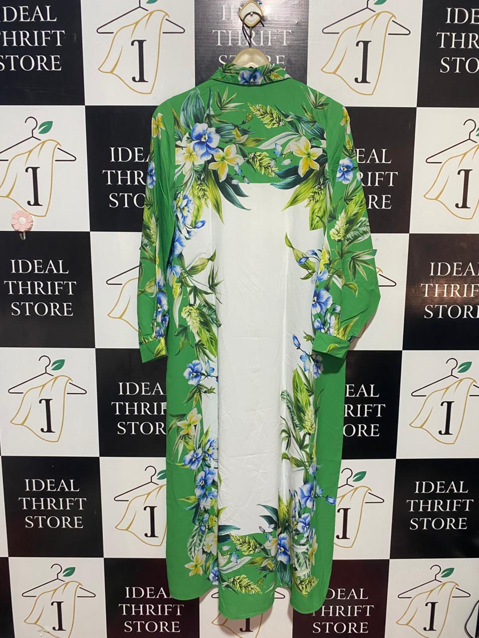 JANNGFER |L| BUST 19| B24| PREMIUM FLORAL PRINT BUTTON-DOWN MAXI DRESS